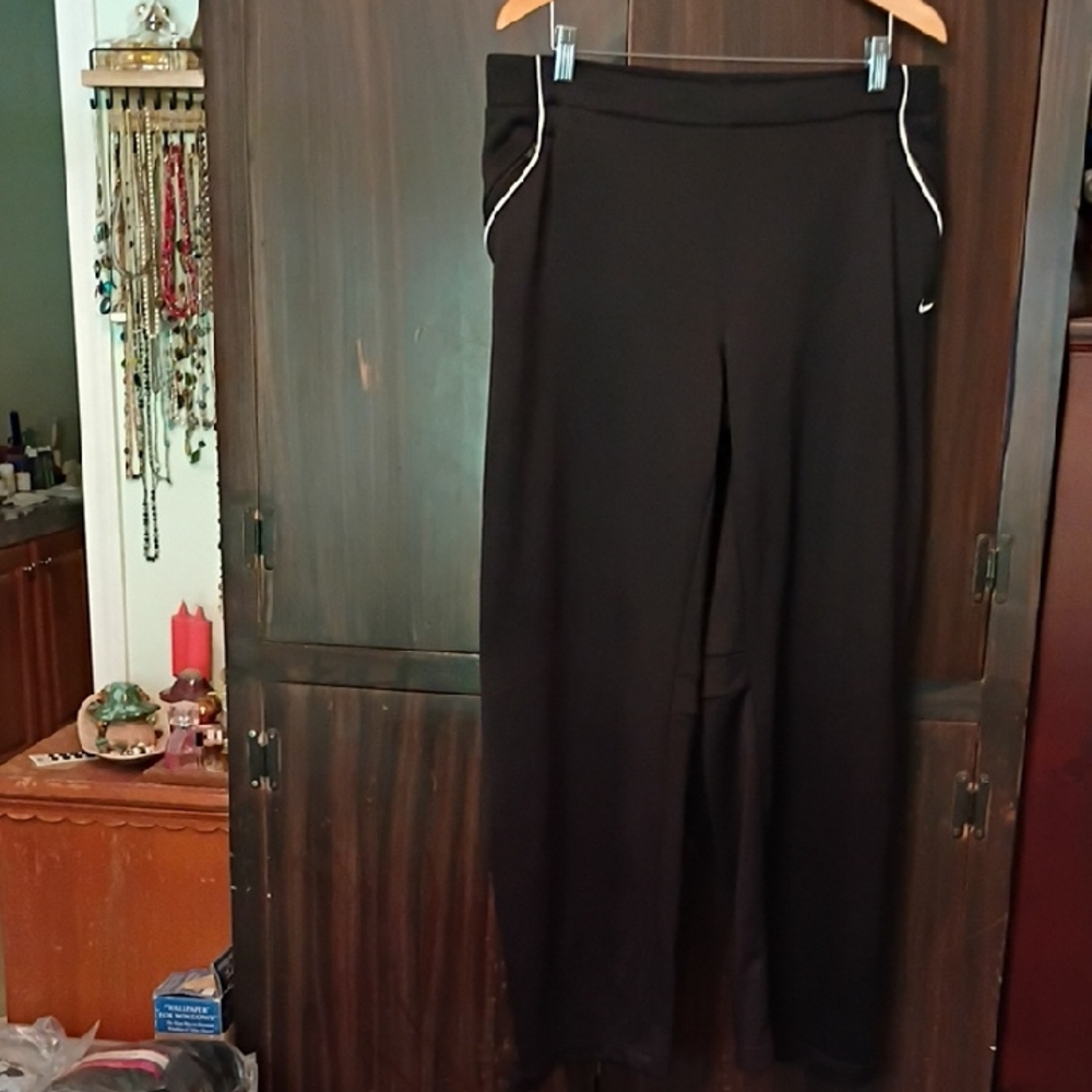 Nike Dri Fit Women's Black Joggers with White Trim